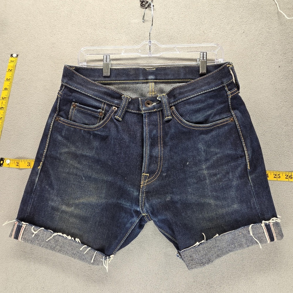 Iron Heart Shorts Mens 30 Blue Selvedge 555S Heavy Denim Cutoff Jorts Jeans